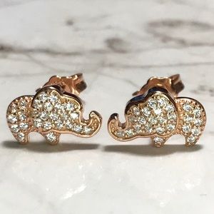 NEW Rose Gold on Sterling Silver Elephant Earrings